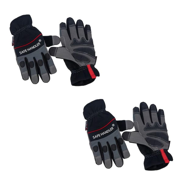 Safe Handler Large/X-Large, Tough Pro Grip Gloves, Knuckle Guard, Thick  Protection, Non-Slip Rough Grip (2-Pairs) BLSH-HDSRG-15-LXL-2 - The Home  Depot