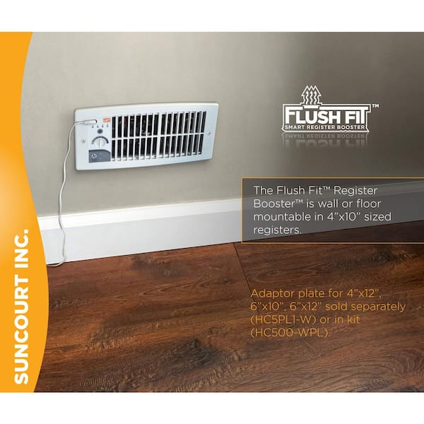 Suncourt Flush Fit Smart Register Booster Fan - White HC500-W - The Home  Depot