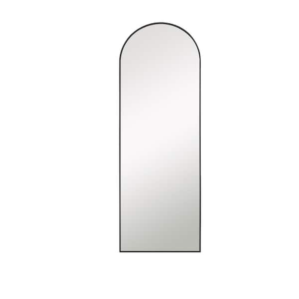 Lirago 22 in. x 65 in. Modern Arched Framed Black Full-Length Leaning Mirror for Bathroom Bedroom