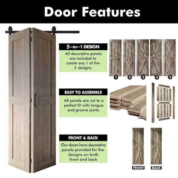 HOMACER 26 in. x 80 in. 5-in-1 Design Classic Gray Solid Core