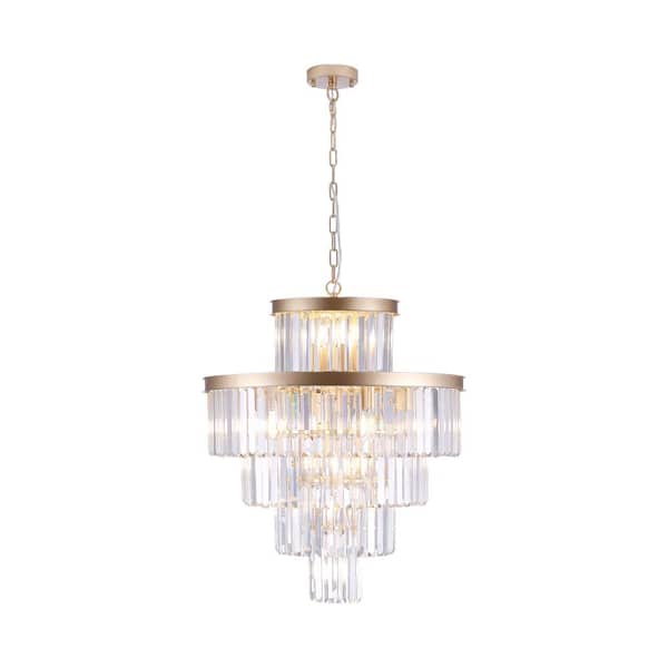 Foehn 15-Lights Modern Gold Crystal Chandelier with E12 Socket