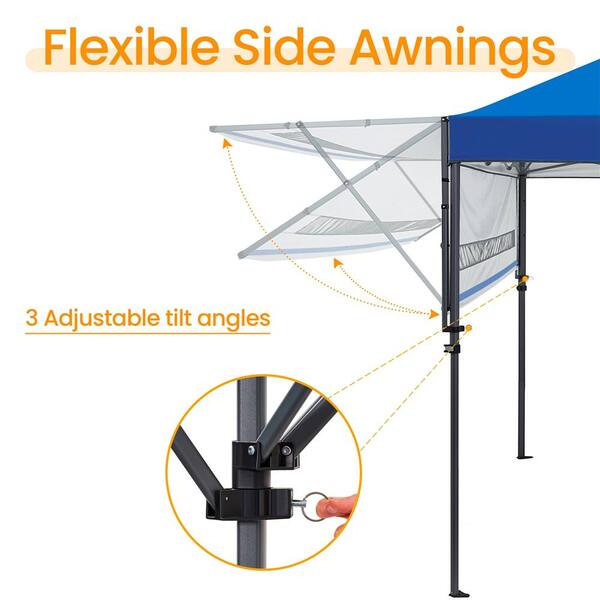 Patiojoy Pop Up Gazebo Tent 17'x10' Adjust Dual Half Awnings Folding Blue