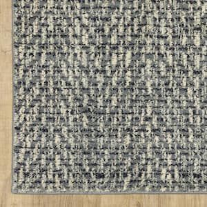 Blue Ivory Grey and Light Blue 4 ft. x 6 ft. Geometric Power Loom Stain Resistant Area Rug