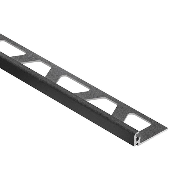 Jolly Dark Anthracite Textured Color-Coated Aluminum 0.375 in. x 98.5 in. Metal L-Angle Tile Edge Trim