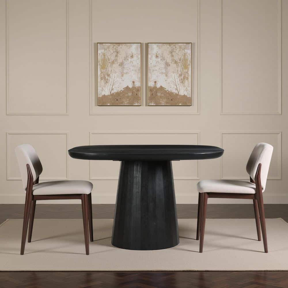 Caelum Rustic Black Solid Acacia Wood 47 in. Pedestal Base Rectangle Dining Table, Seats 4 price history on PriceWatchPro
