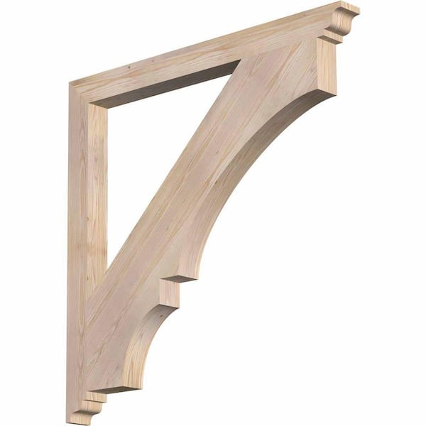 Ekena Millwork 3.5 in. x 44 in. x 44 in. Douglas Fir Balboa Traditional Smooth Bracket