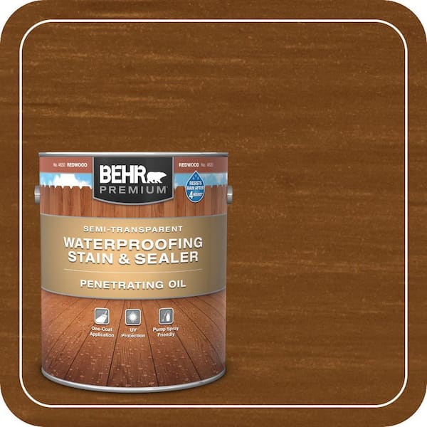 1 Gal. #ST-330 Redwood Semi-Transparent Penetrating Oil-Based Exterior Waterproofing Wood Stain