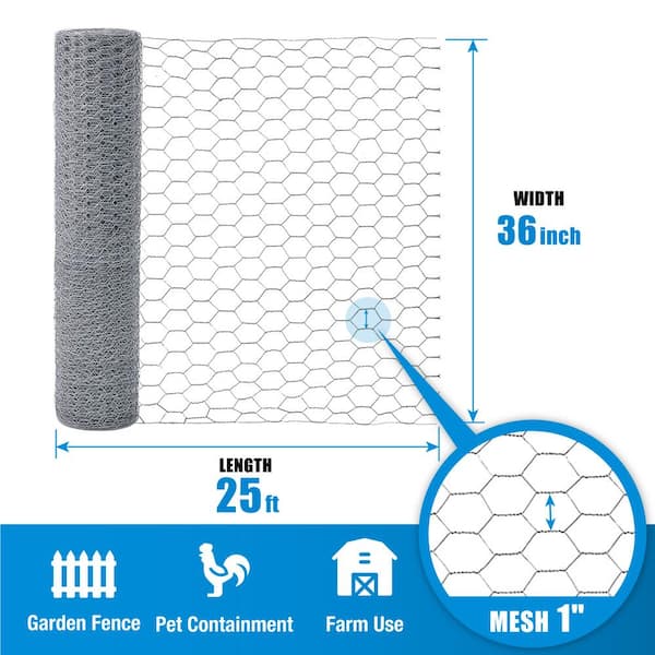 Fencer Wire 3 ft. x 25 ft. 20-Gauge Poultry Netting with 1 in. Mesh
