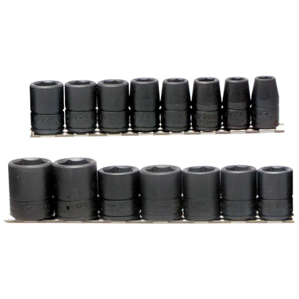 US PRO 15 Piece 1/2" Drive 6 Point Stubby Impact Sockets With Hex Shank 1427 
