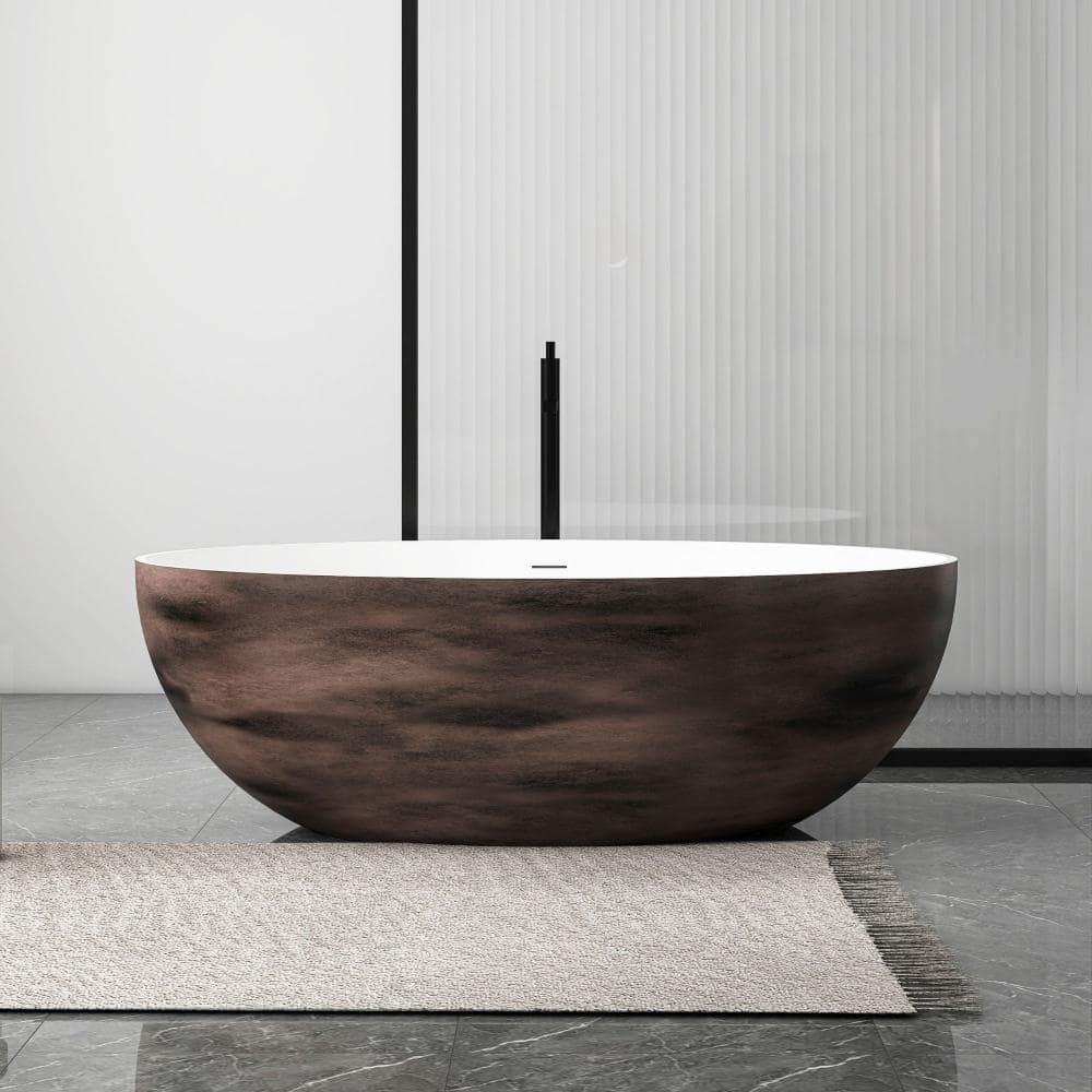 67 in. x 40 in. Solid Surface Flatbottom Freestanding Soaking Bathtub in Metallic Paint price history on PriceWatchPro