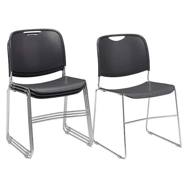 National Public Seating NPS 8500 Series Gunmetal Ultra-Compact Plastic Stack Chair (4-Pack)