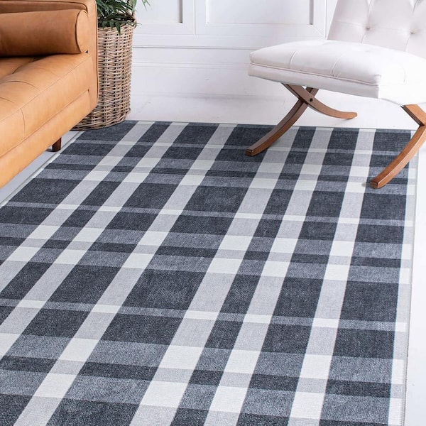 Washable Rugs 3'X5', Cotton Woven Black and White Outdoor Rug Front Porch  Rugs