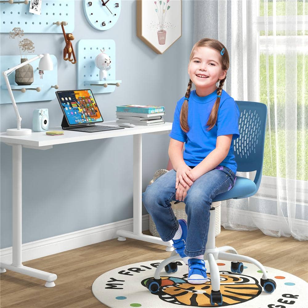 Blue Mesh Adjustable Height Children's Swivel Chair