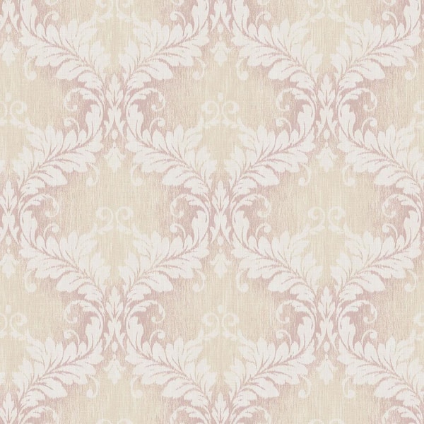 Unbranded Nordic Elements Pink Embossed Floral Damask Trellis Matte Finish Non-Pasted Non-Woven Wallpaper Roll