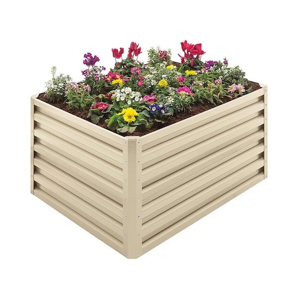 Stratco 20 cu. ft. Beige Steel Double Height Rectangle Garden Plant Bed