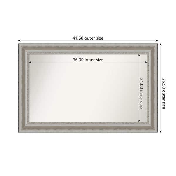 Amanti Art Parlor Silver 41.5 in. x 26.5 in. Custom Non-Beveled Recycled Polystyrene Framed Bathroom Vanity Wall Mirror