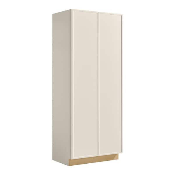 Leyton 36 in. W x 24 in. D x 90 in. H Ready To Assemble Plywood Slim Shaker Wide Pantry Kitchen Cabinet in Antique White