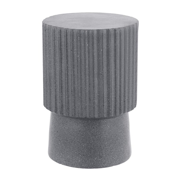 JONATHAN Y Louisa 19 in. Modern Art Deco Tambour Accent Table, Gray Terrazzo Finish