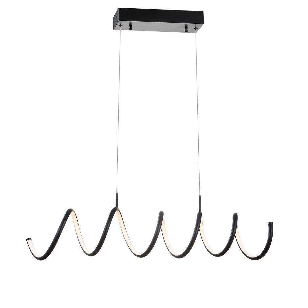 Ali 31" Black Matte Adjustable LED Metal Linear Pendant