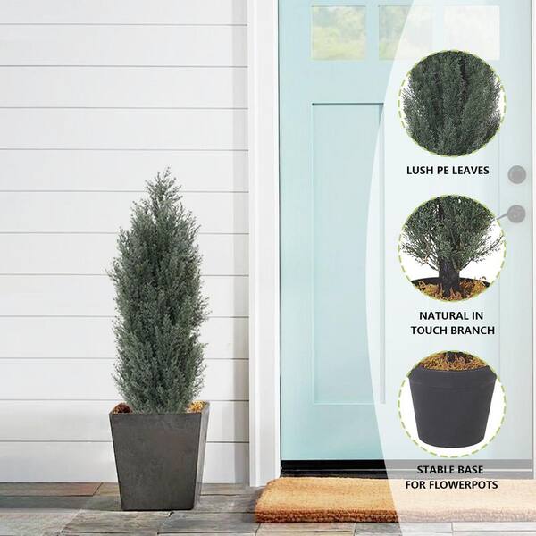 ２ 3 ft. Outdoor UV Resistant Artificial Topiary Trees, Faux