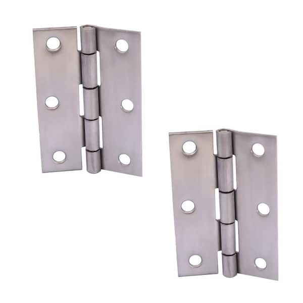 Everbilt 3 in. Stainless Steel Non-Removable Pin Narrow Utility Hinge (2-Pack)