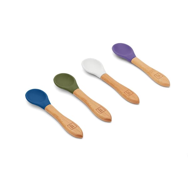 RED ROVER Kids Silicone Spoons with Bamboo Handle, Assorted Colors, White,  Blue, Purple, Green (Set of 4) 20057 - The Home Depot