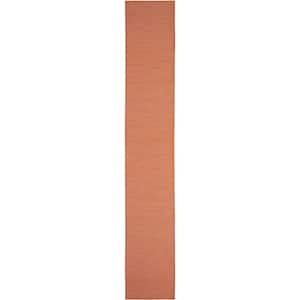Positano Terracotta 2 ft. x 10 ft. Kitchen Runner Solid Modern Indoor/Outdoor Patio Area Rug