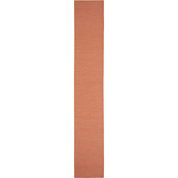 Nourison Positano Terracotta 2 ft. x 10 ft. Kitchen Runner Solid Modern Indoor/Outdoor Patio Area Rug