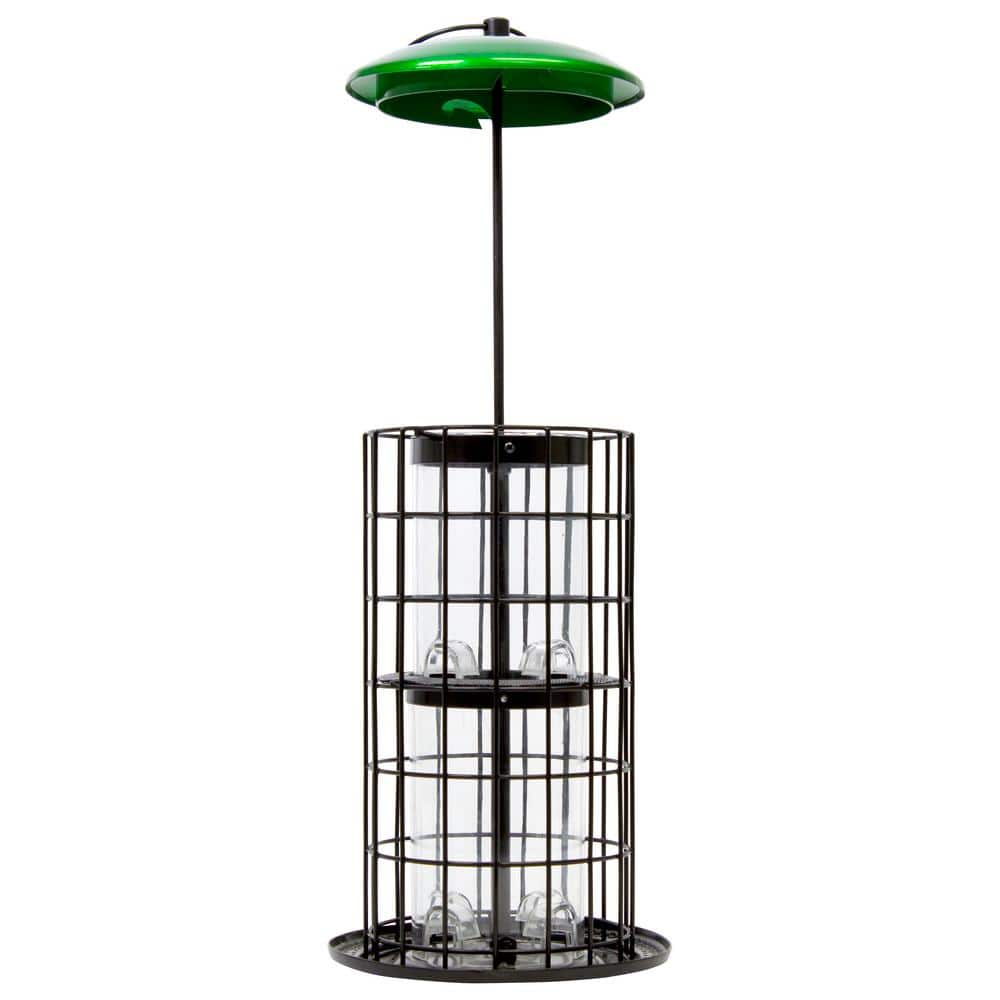 Green and Black Metal Squirrel Resistant Hanging Bird Feeder