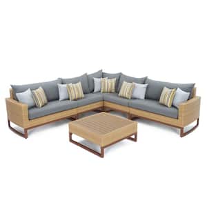 Mili 6-Piece Wicker Outdoor Sectional Set with Sunbrella Charcoal Grey Cushions