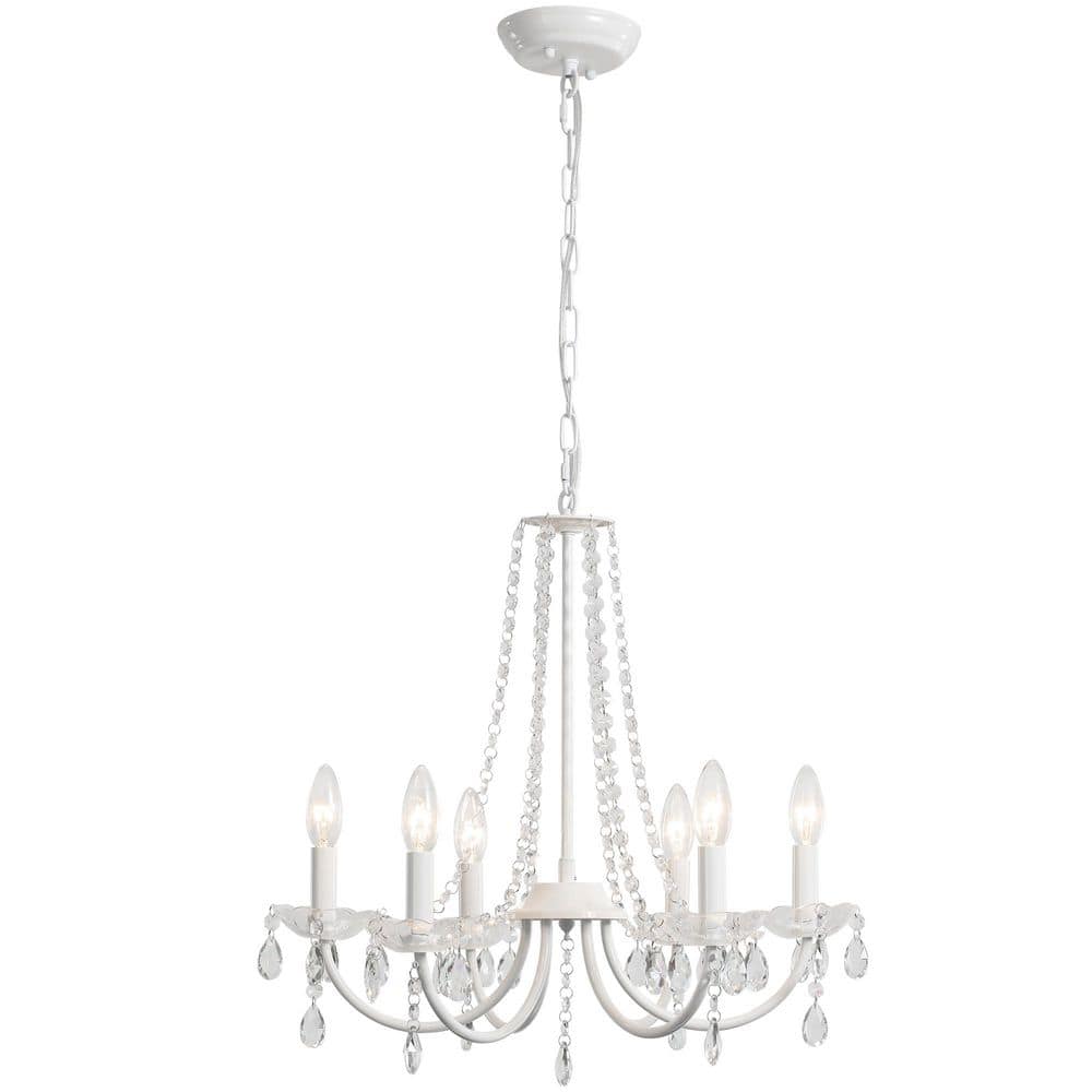 6-Light Shine White Classic Crystal Chandelier for Kitchen, Foyer, Living Room, Bedroom price history on PriceWatchPro
