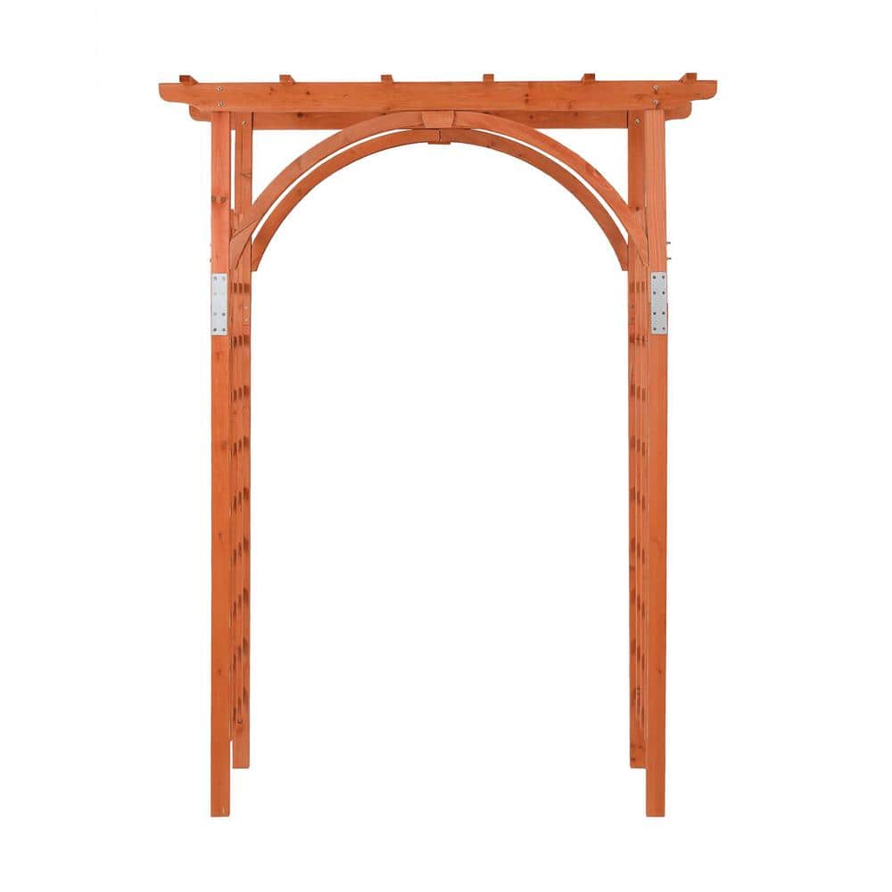 Traditional Brown Fir Wood Garden Arbor with Arch Design