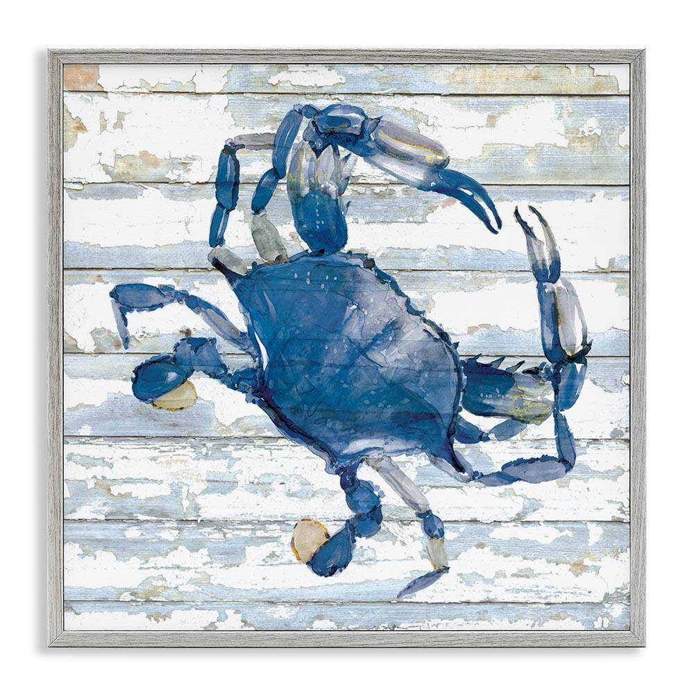 Blue Crab on Distressed by Jessie Perry Gray Framed Animal Giclee Art Print 24 in. x 24 in. price history on PriceWatchPro