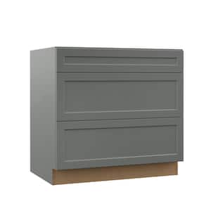Designer Series Melvern Storm Gray Shaker Assembled Pots and Pans Drawer Base Kitchen Cabinet (36 x 34 x 23.75 in.)
