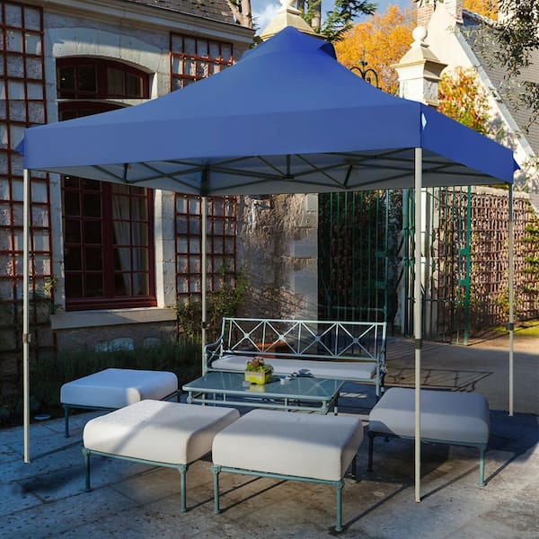 ANGELES HOME 10 ft. W x 10 ft. D Blue Portable Instant Pop UP Canopy Tent with Roller Bag