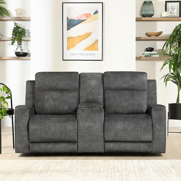 Lazzara Clemencia 71 in. W Brownish Gray Microfiber 2-Seater