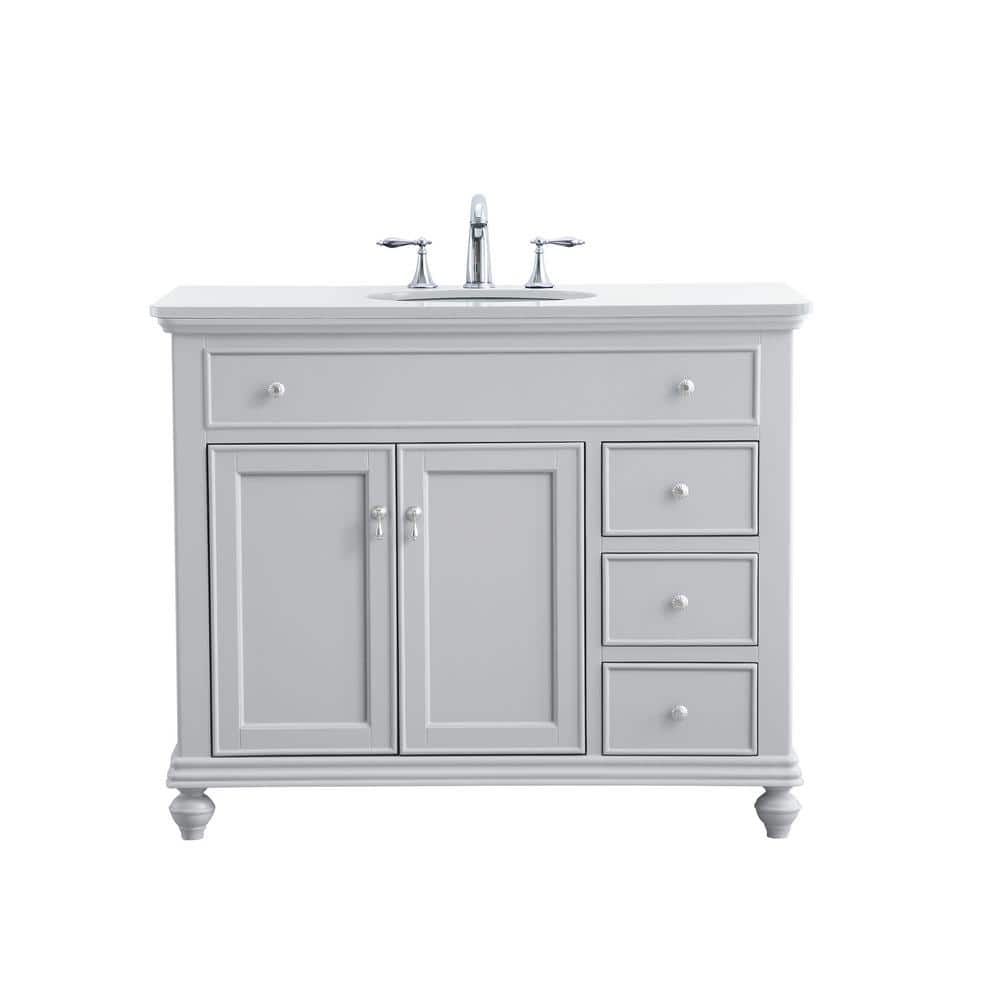 Simply Living 42 in. W x 21 in. D x 35 in. H Bath Vanity in Grey with Ivory