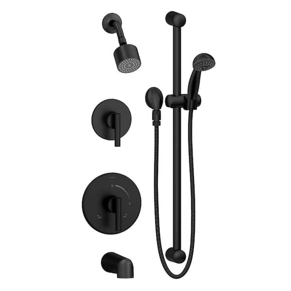 Symmons Dia 2-Handle Tub and 1-Spray Shower Trim Kit with 1-Spray Hand Shower in Matte Black (Valve Not Included)