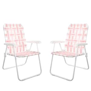 Priscilla Steel Folding Chairs, Rosewater (2-Pack)