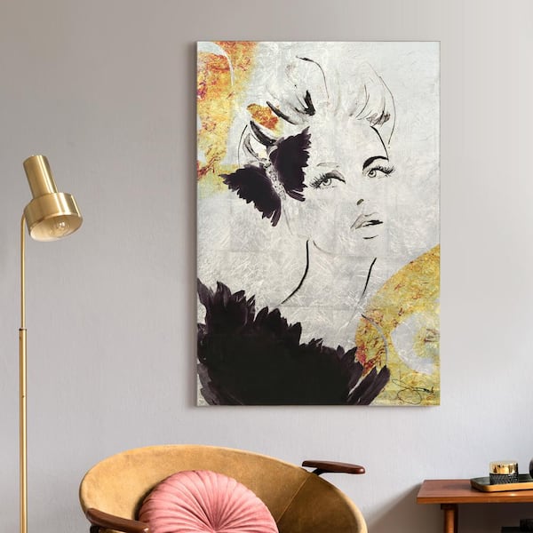 Modern Gold Feathers Panel | Large Solid-Faced Canvas Wall Art Print | Great Big Canvas
