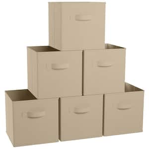 11 x 11 x 11, Beige Cube Storage Bin 6 Pack
