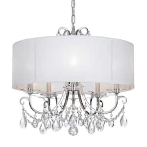 Othello 5-Light Polished Chrome Shaded Chandelier with Silk Shade