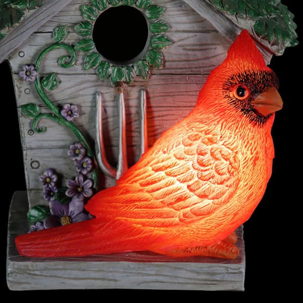 Exhart 6 in. x 8 in. Solar Cardinal Hanging Resin Birdhouse