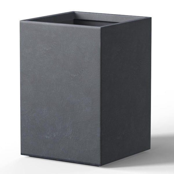 Modern 19 in. High Large Tall Elongated Square Granite Gray Outdoor Cement Planter Plant Pots