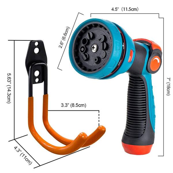 Water Hose Nozzle Sprayer MAXFLO Garden Hose Nozzle Gardening 9 Adjustable Watering Patterns Slip and Shock Resistant for Watering Plants Cleaning and Car Wash Orange Metal Hose Spray Nozzle 