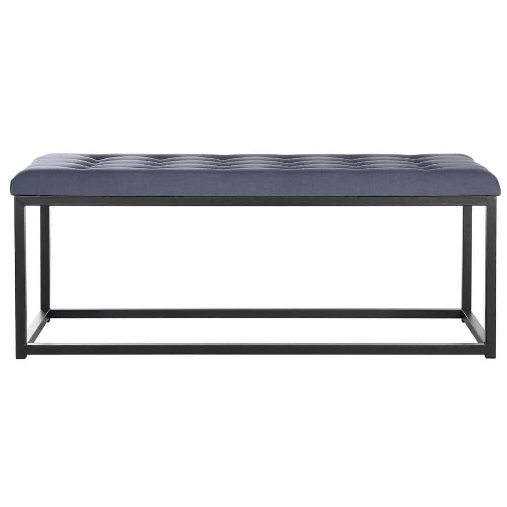 Navy and Black 48" Transitional Tufted Bench