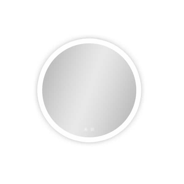 Unbranded 24 in. W x 24 in. H Round LED Vanity Wall Mirror with Dimmable Touch, Wall Switch Control, Anti-Fog