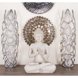 26 in. Silver Coral Aluminum Metal Decorative Vase