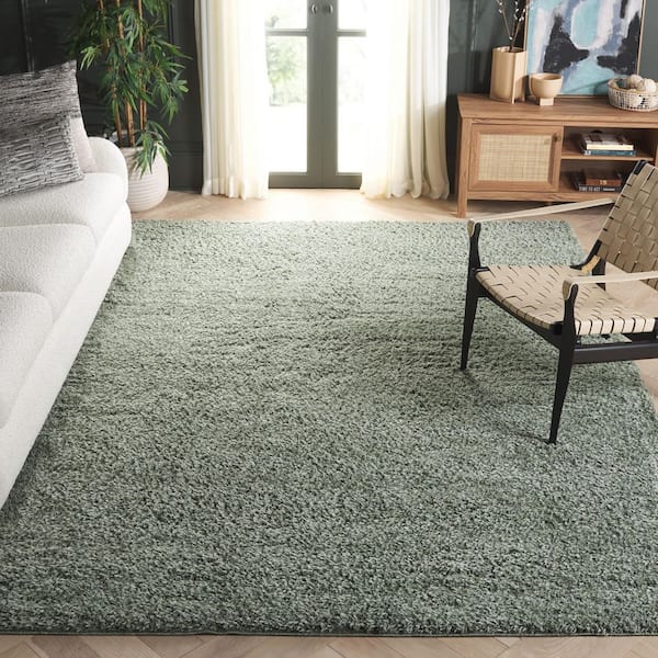 Lindsay Shag 9 ft. x 12 ft. Green Modern Solid Area Rug