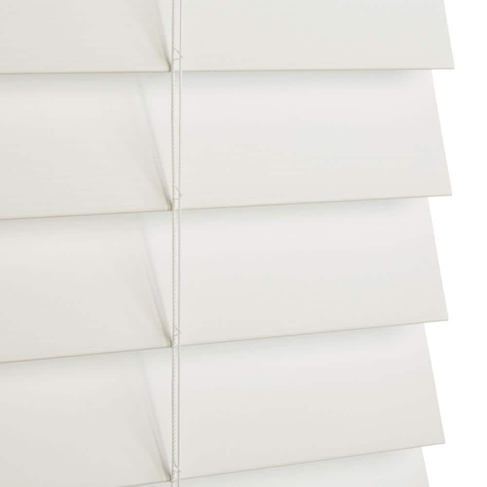 White Cordless Premium Faux Wood blinds with 2.5 in. Slats - 35 in. W x 48 in. L (Actual Size 34.5 in. W x 48 in. L)